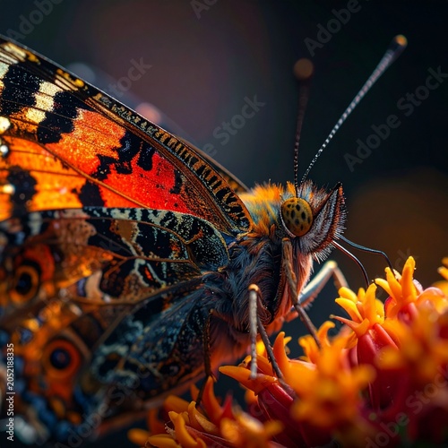 Ultra-detailed butterfly isolated in a macro view, highlighting its colorful wings and realistic anatomy