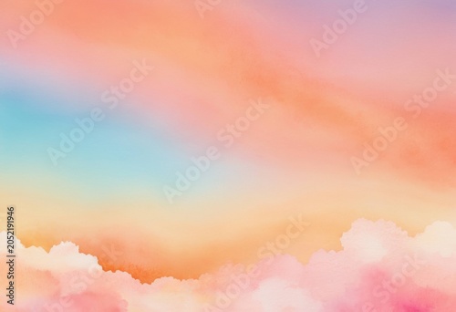Watercolor Style Texture Background Softly Blending Pink, Orange, and Yellow
