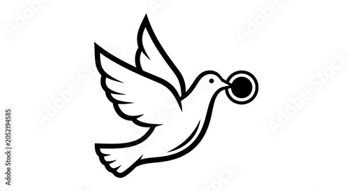 Bild auf Leinwand Dove holding olive branch symbol, peace concept, vector illustration