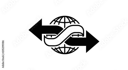 Canvastavla Global Exchange Icon: Arrows Orbiting Earth Globe, Business Concept
