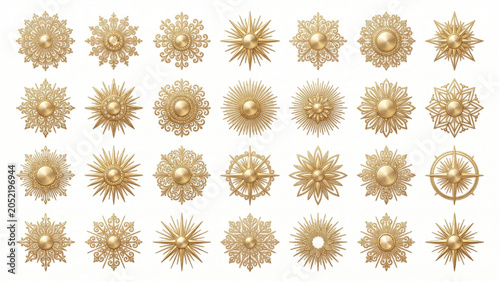 Luxury Product Packaging Sunburst Set Featuring Premium Radial Ornaments Upscale Highlight Bursts and Decorative Branding Radiant Elements
