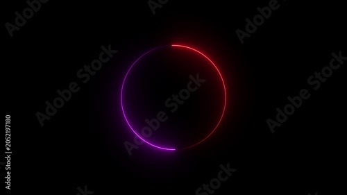 glowing neon line circular lens animation neon round