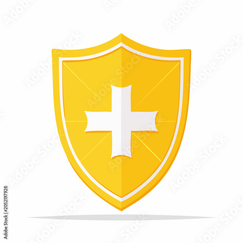 Yellow Shield with White Cross Symbol