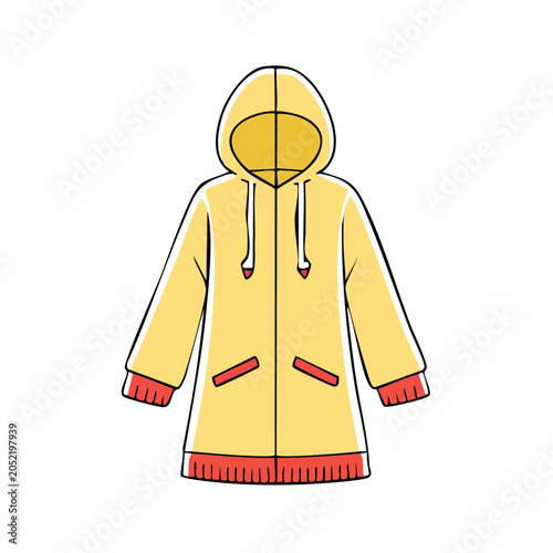 Yellow Hooded Jacket with Red Accents