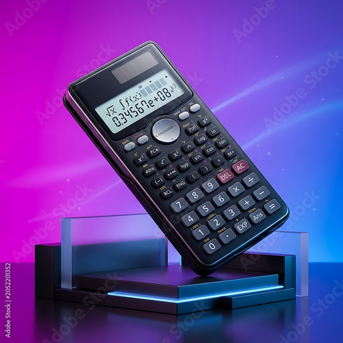 Scientific Calculator on Modern Neon Gradient Background