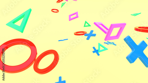 Tableau sur toile ゲームをイメージした立体的オブジェクトを配置した背景素材
