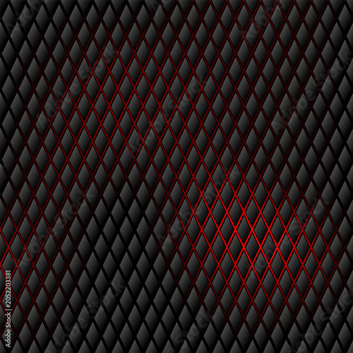 Black carbon fiber vector background with seamless diamond shape grid pattern...