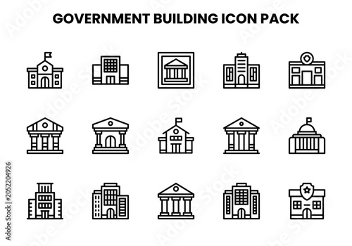 Government Building Line Bundle Icons Pack
