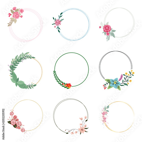 Foto Elegant round botanical frames collection