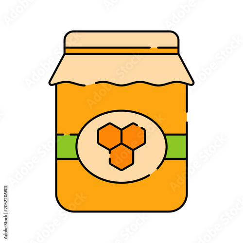 Honey Jar Flat design style jar of honey representing natural sweetness ideal for food packaging and harvest themed graphics 
