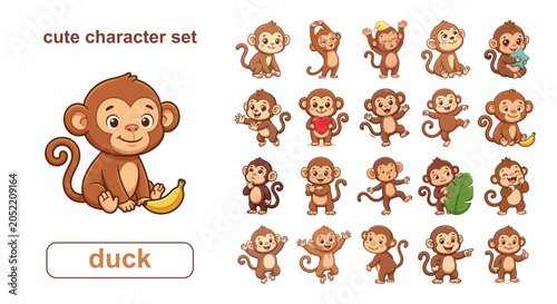 Photography Cute Monkey Character Set