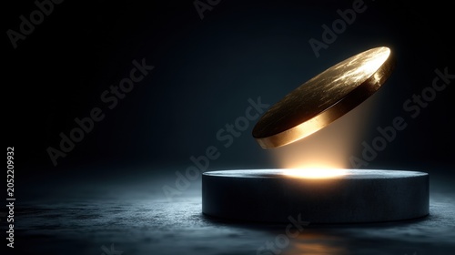 Golden Coin Suspended in Air