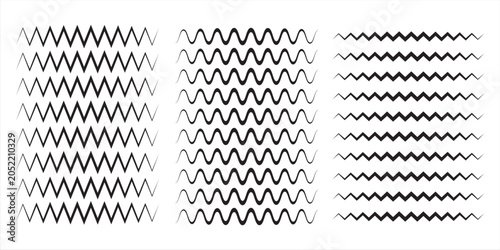 Fotografija Wave line and wavy zigzag pattern lines