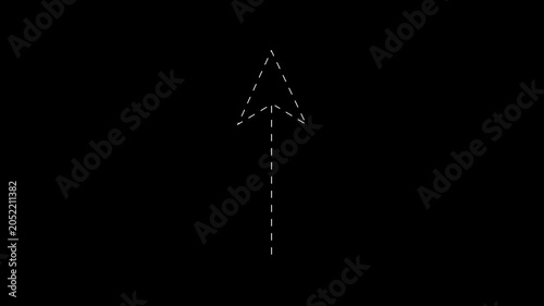 upward arrow line reveal animation with moving dashed stroke..
