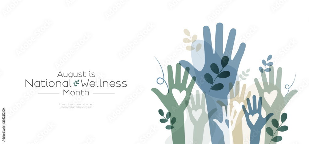 Obraz premium August is National Wellness Month banner. 