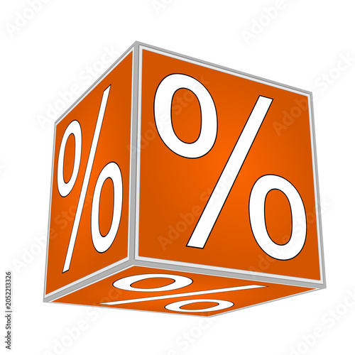 Cube with percent symbol - 3D illustration