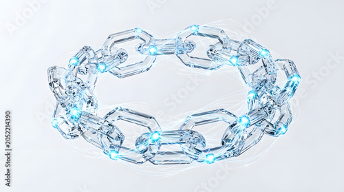 Water splash and shiny ice cubes with a silver chain necklace isolated on a white background