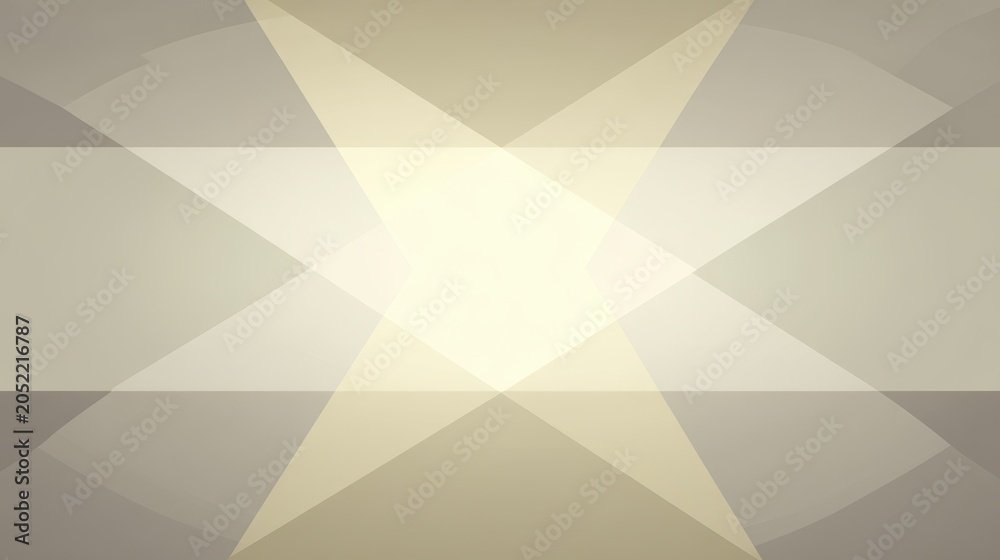 Obraz premium Abstract geometric design with overlapping triangles and lines in shades of beige and white.