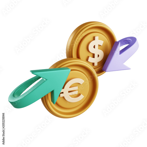 dollar euro exchange 3d icon illustration object