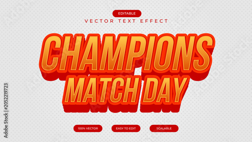 Champions match day 3d editable text effect sport template
