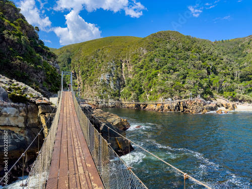 Cuadro en lienzo Scenic view of the Storms River Mouth gorge and suspension bridge