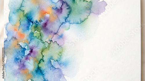 Abstract watercolor background with soft blue green and purple tones