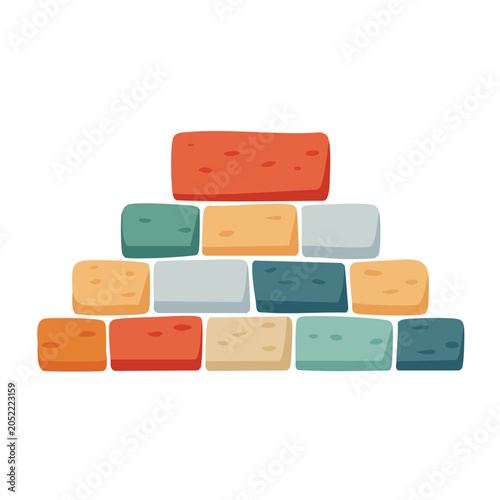Colorful brick pyramid illustration