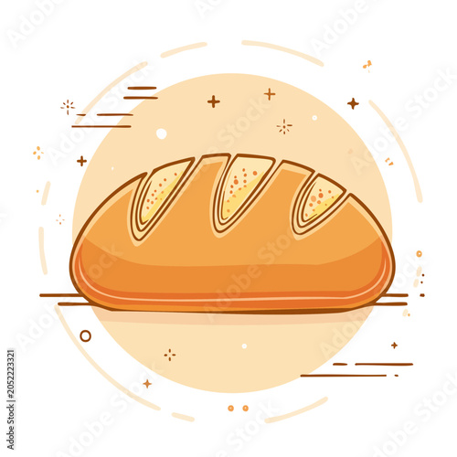 Freshly baked bread loaf illustration