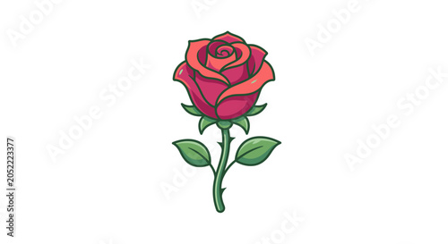 Red Rose Icon - Romantic Flower Symbol