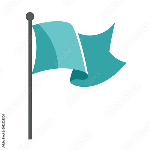 Minimalist teal flag on a pole
