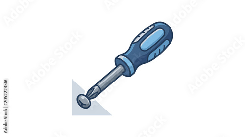 Screwdriver Icon with Screw Head, Repair Tool Illustration