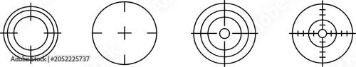 Φωτογραφία Crosshair target aim line icons, circular radar scope cross reticle symbols for
