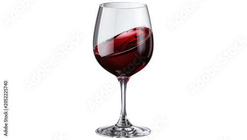 Red wine swirling in clear glass goblet