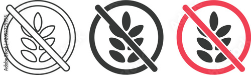 Foto Gluten free product badge icons, wheat ear with prohibition sign symbols for all