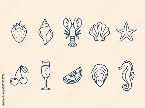 Beach and summer food icons