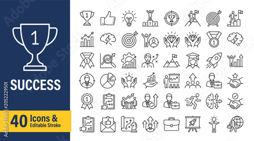 Εκτύπωση καμβά Success web icons in line style