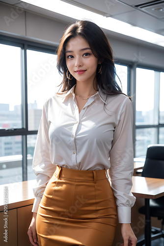 Confident Professional Businesswoman in Modern Office with Copy Space, Corporate Lifestyle Portrait