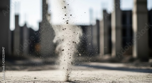 Explosive Dust Cloud Rising From Ground Showing Detailed Particles in Dynamic Motion