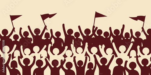 Εκτύπωση καμβά A crowd of people waving flags enthusiastically outdoors in celebration
