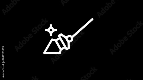 Simple line art icon of a plumb bob tool for measuring verticality on a black background