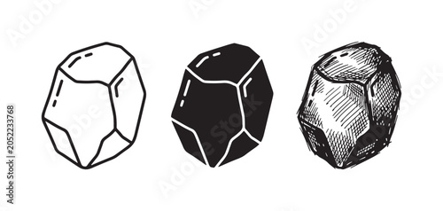 Quadro su tela Baby Bibs Icons Collection in Outline, Solid, and Hand-Drawn Sketch Styles