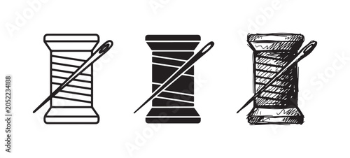 Foto Set of four clown character icons, depicting a classic circus figure with a ruff