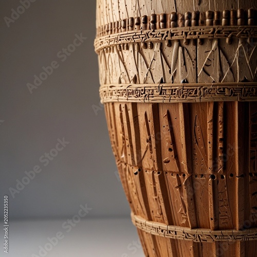 Traditional Wooden Djembe Drum in Soft Studio Lighting