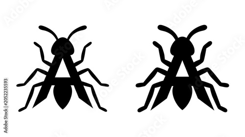 Foto Ant silhouettes on a white background simple insect vector graphics