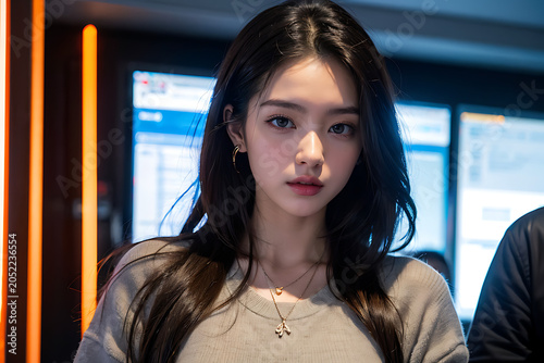 Young Woman Smiling in Natural Lifestyle Portrait with Soft Lighting
