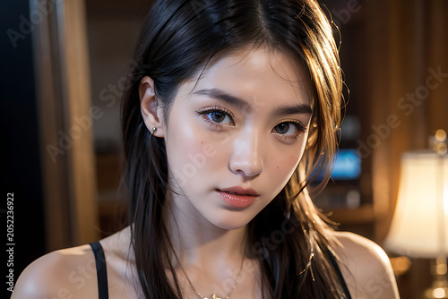 Young Woman Smiling in Natural Lifestyle Portrait with Soft Lighting
