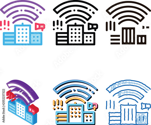 Foto Building With Radiowaves Vector range Thin Line Icon