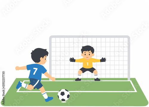 Foto Cartoon Soccer Player Number 10 Preparing to Take a Penalty Kick