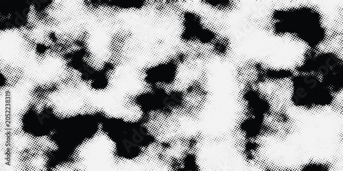 Black and white halftone abstract background with grunge distress texture