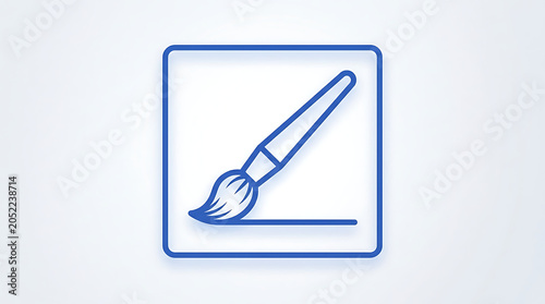 Hand Sewing Needle and Thread Line Art Illustration in Square Frame